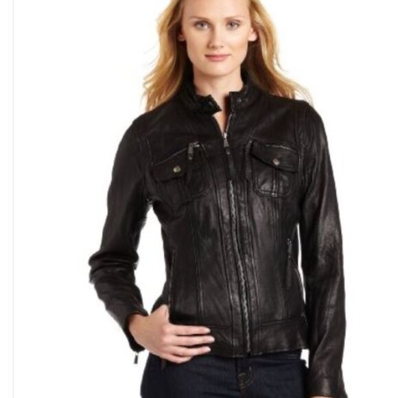 URBAN BEHAVIOR  Black Leather Moto Jacket- New Condition! - Picture 1 of 9